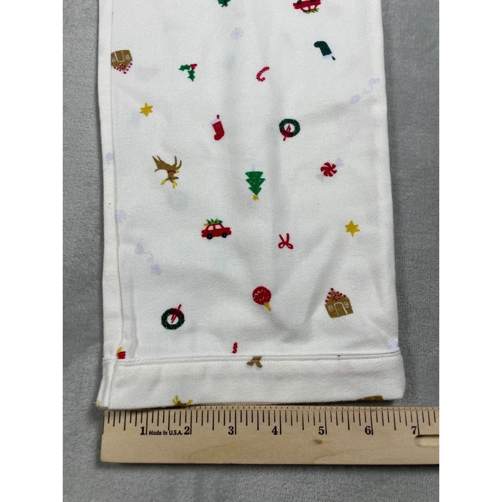Quince Pajama Set Kids 12 White Christmas Holiday Print Button Up Sleepwear
